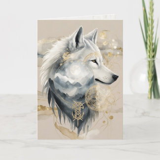 Dreamwoven Guardian Wolf Greeting Card カード