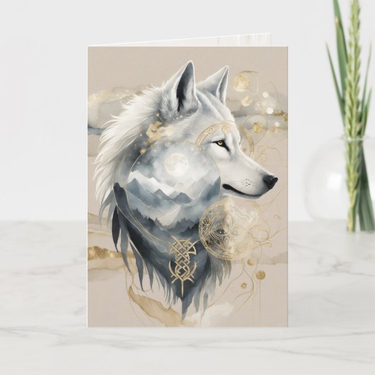 Dreamwoven Guardian Wolf Greeting Card カード (正面)