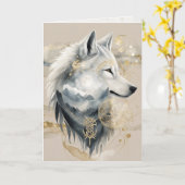 Dreamwoven Guardian Wolf Greeting Card カード (黄色い花)