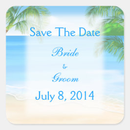 Dreamyビーチ結婚式Save The Date スクエアシール