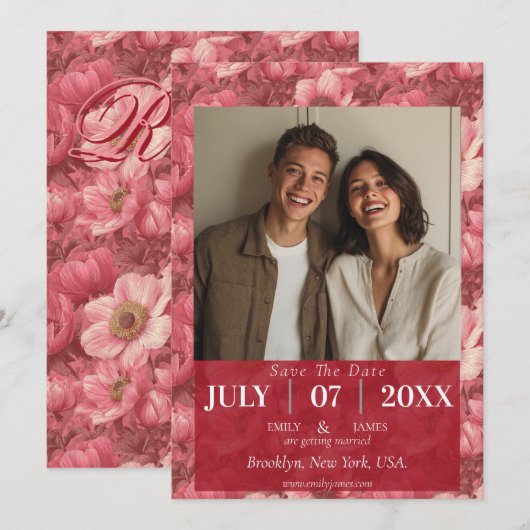 Dreamy Anemones Inspired Outdoor Wedding セーブザデート (正面/裏面)