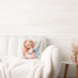 Dreamy angel girl pastel fairy art クッション