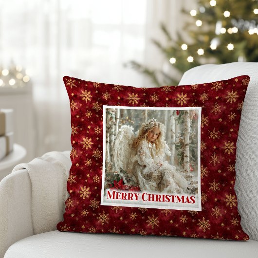 Dreamy Angel Poinsettia Christmas Pillow Gift クッション
