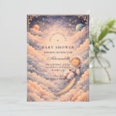 Dreamy Astronaut Cloudscape Baby Shower 招待状 (スタンド正面)