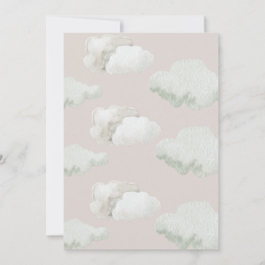 Dreamy Beige Heaven Sent Baby Shower 招待状 (裏面)