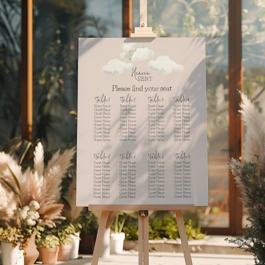 Dreamy Beige Heaven Sent Gender Reveal Seating ポスター