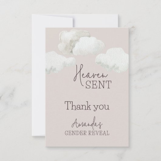 Dreamy Beige Neutral天国送信ジェンダーの表示 サンキューカード (正面)
