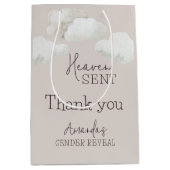 Dreamy Beige Neutral天国送信ジェンダーの表示 ミディアムペーパーバッグ (正面)