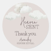 Dreamy Beige Neutral天国送信ジェンダーの表示 ラウンドシール (正面)