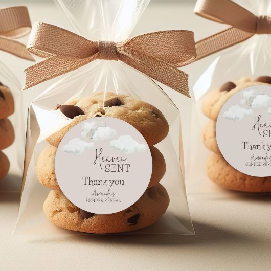 Dreamy Beige Neutral天国送信ジェンダーの表示 ラウンドシール