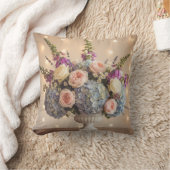 Dreamy Blue & Blush Floral Centerpiece クッション (ブランケット)