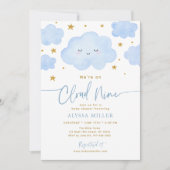 Dreamy Blue Cloud Nine Baby Shower 招待状 (正面)