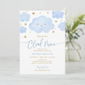 Dreamy Blue Cloud Nine Baby Shower 招待状 (スタンド正面)