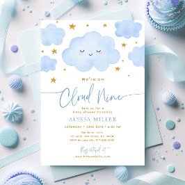 Dreamy Blue Cloud Nine Baby Shower 招待状