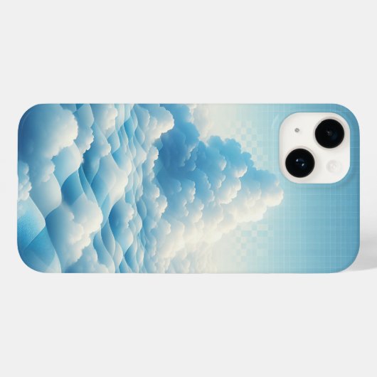 Dreamy Blue Clouds Phone Case - Surreal Sky Grid  Case-Mate iPhoneケース (裏面 (横))