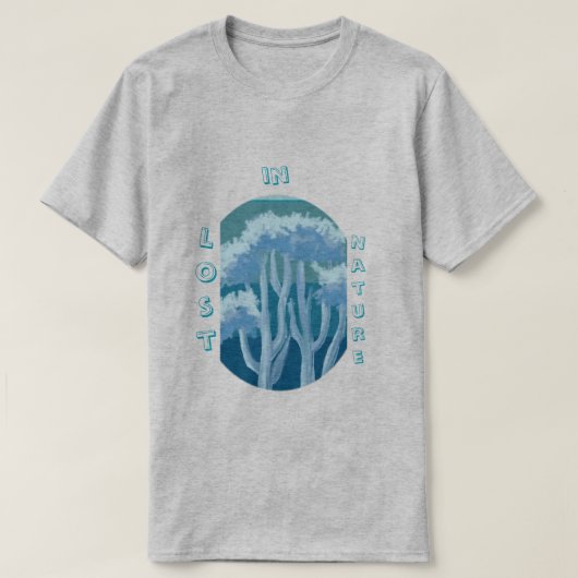 Dreamy Blue Forest – Aesthetic Nature Illustration Tシャツ (デザイン正面)