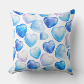 Dreamy Blue Heart Watercolor Throw Pillow クッション (正面)