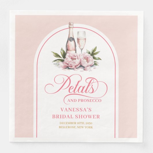 Dreamy Blush Floral Petals and Prosecco Napkins (正面)