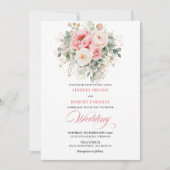 Dreamy Blush Rose Floral Wedding Invitation 招待状 (正面)