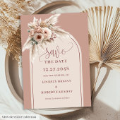 Dreamy Boho Dusty Pink Floral Arch Save the Date 招待状