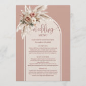 Dreamy Boho Dusty Rose Pampas Floral Wedding Menu メニュー (正面)