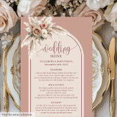 Dreamy Boho Dusty Rose Pampas Floral Wedding Menu メニュー