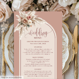 Dreamy Boho Dusty Rose Pampas Floral Wedding Menu メニュー