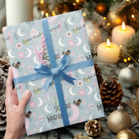 Dreamy Boho Night Skyデザイン(写真と名前) ラッピングペーパー