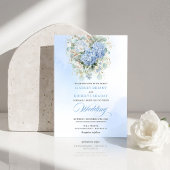 Dreamy Boho Powder Blue Hydrangea Gold Wedding  招待状