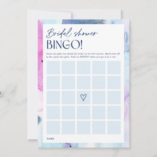 Dreamy Bridal Shower Gift Bingo Activity Game Card 招待状 (正面)