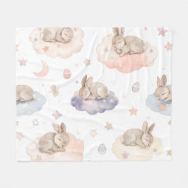 Dreamy Bunny Clouds Baby Blanket | Sleeping Bunny フリースブランケット
