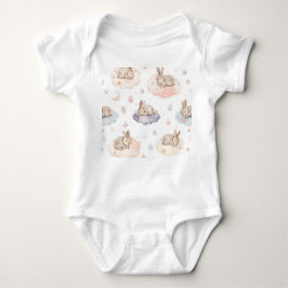 Dreamy Bunny Clouds Baby Bodysuit | Sleeping Bunny ベビーボディスーツ