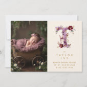 Dreamy Bunny T Initial Gold Glitter Newborn 案内状 (正面)