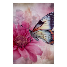 Dreamy Butterfly on Floral Canvas