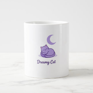 Dreamy Cat Moon Coffee Mug | Cute Purple Cat Gift ジャンボコーヒーマグカップ