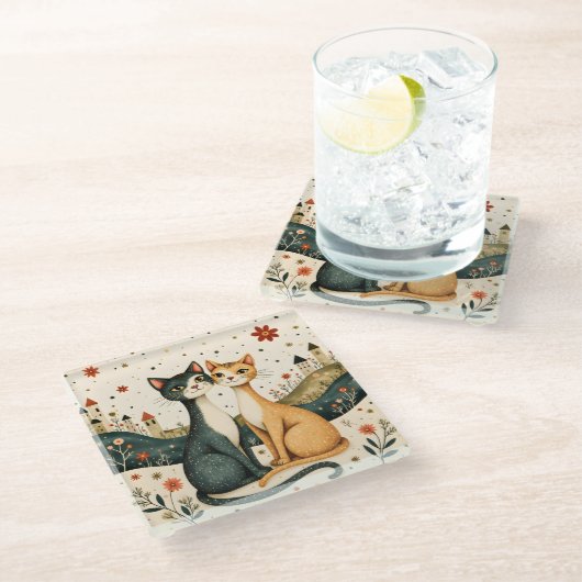 Dreamy Cats ガラスコースター (アングル)