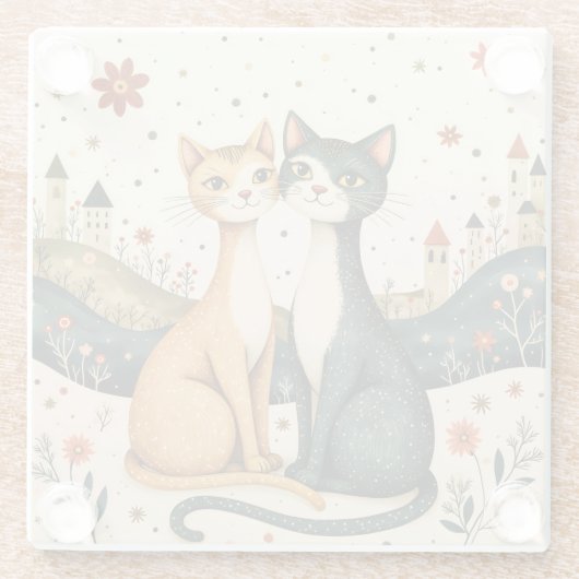 Dreamy Cats ガラスコースター (裏面)