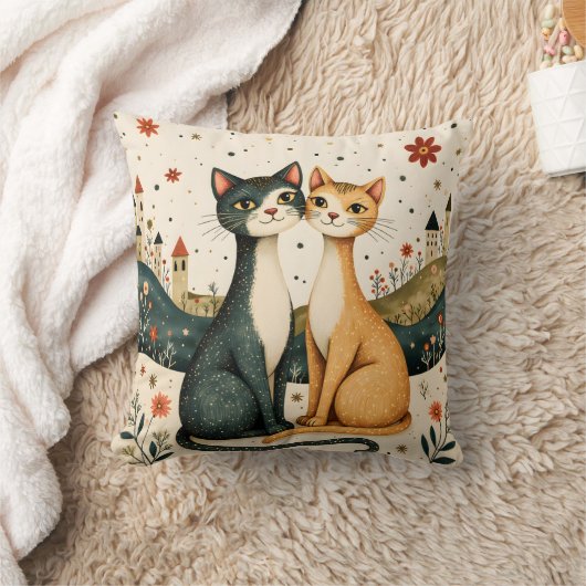 Dreamy Cats Throw Pillow クッション (ブランケット)