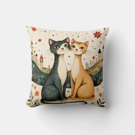 Dreamy Cats Throw Pillow クッション (正面)