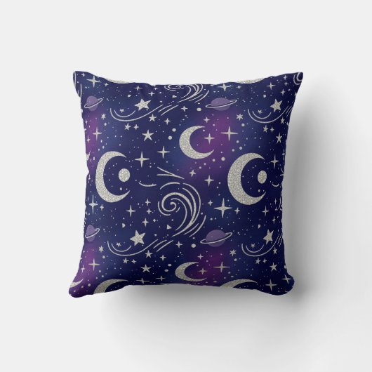 Dreamy Celestial Galaxy Seamless Pattern クッション (裏面)