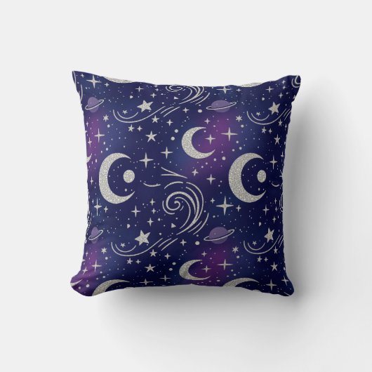Dreamy Celestial Galaxy Seamless Pattern クッション (正面)