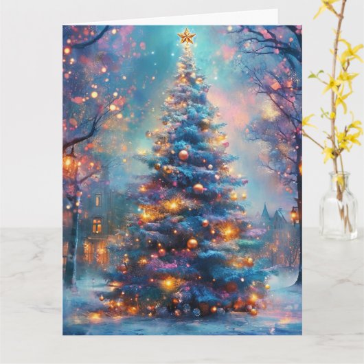 Dreamy Christmas Tree in the City カード (黄色い花)