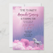 Dreamy Cloud Unicorn Fantasy Girl 10th Birthday 招待状 (正面)