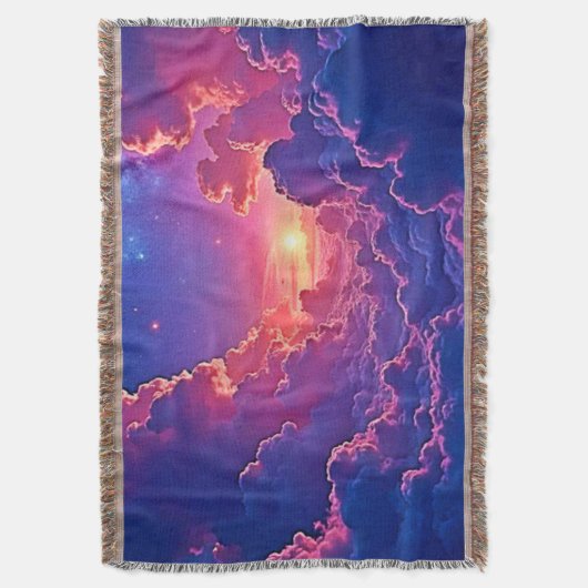 Dreamy Clouds: Celestial Sunset Magic Art スローブランケット (正面縦)