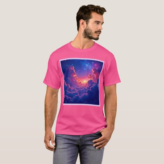 Dreamy Clouds: Celestial Sunset Magic Art Tシャツ (正面フル)
