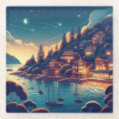 Dreamy Coastal Night ガラスコースター (正面)