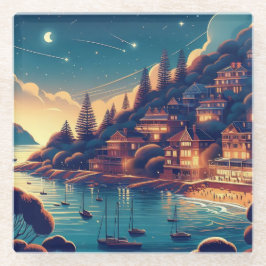 Dreamy Coastal Night ガラスコースター