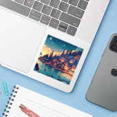Dreamy Coastal Night シール (ノートパソコンとiPhone)