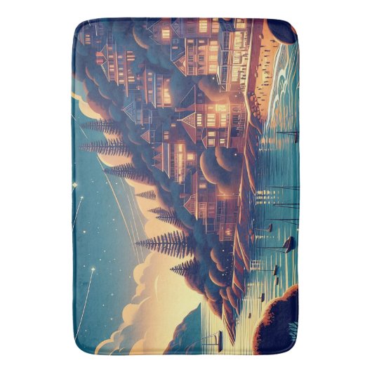 Dreamy Coastal Night バスマット (正面縦)