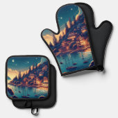 Dreamy Coastal Night 鍋つかみ&鍋敷きセット (正面/裏面)